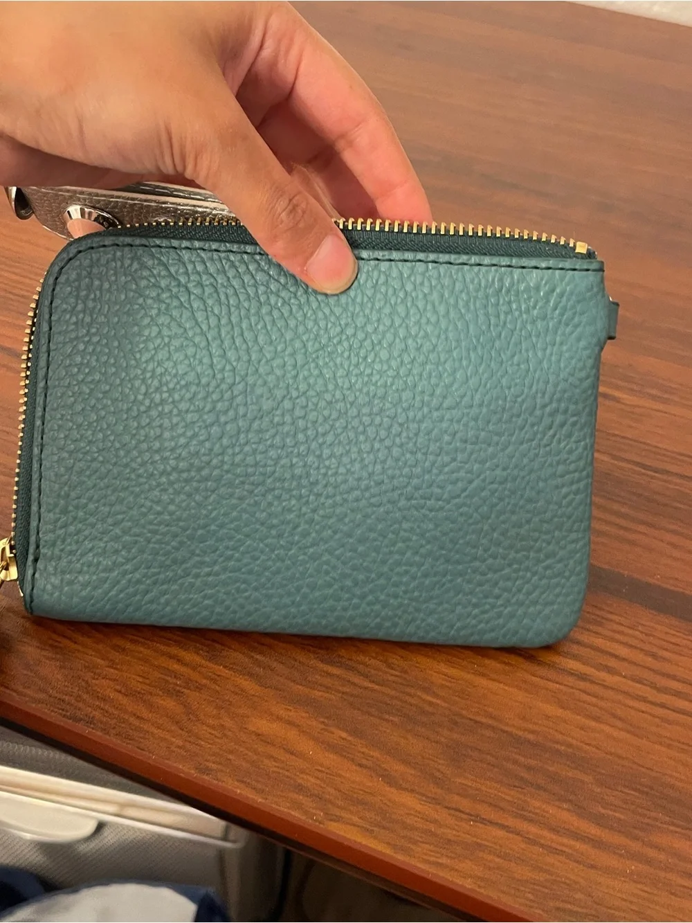 Fossil Teal Leather Wristlet with Cream Tassel and Multicolor Stud Strap